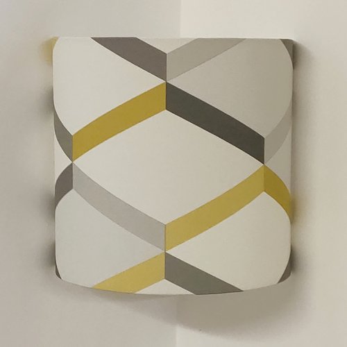 Applique murale d' angle scandinave jaune & gris – luminaire géométrique nordique, déco salon, chambre, entrée, style hygge