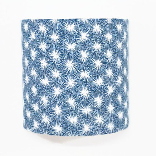 Applique murale d'angle motif japonais futon bleu - luminaire zen et japandi - décoration artisanale française pour salon et chambre