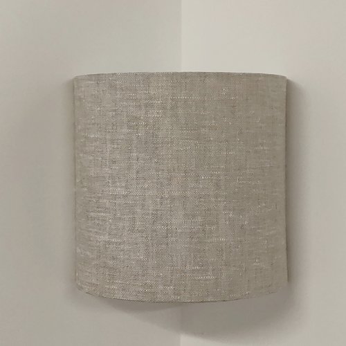Applique murale d’angle demi-lune en lin naturel – luminaire mural style japandi, scandinave, bohème, salon chambre entrée