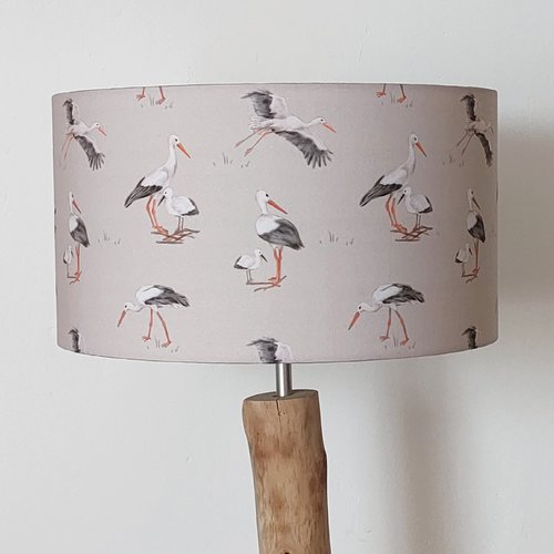 Abat-jour cigognes d’alsace – lampe déco alsacienne, luminaire nature, campagne chic, salon, chambre