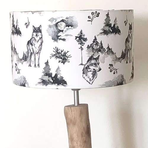 Abat-jour loups – lampe déco forêt, luminaire nature, montagne, chalet, scandinave, salon, chambre