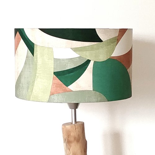 Abat-jour géométrique vert – décoration naturelle chic, luminaire salon chambre, ambiance scandinave contemporaine