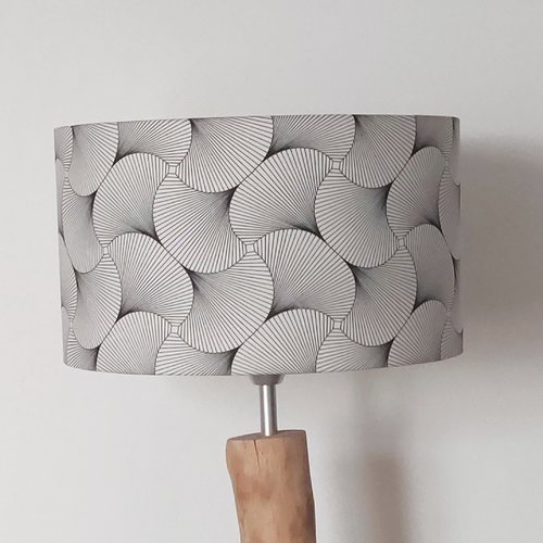 Abat-jour noir blanc géométrique graphique – design moderne, déco contemporaine, luminaire élégant