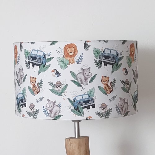 Abat-jour enfant animaux safari – déco chambre bébé, lion, tigre, savane, nature, bohème, cadeau naissance