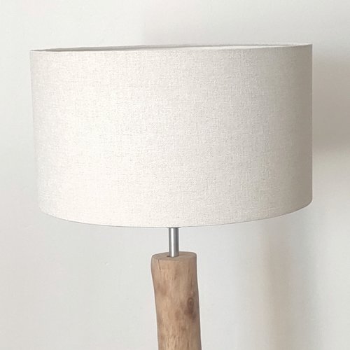 Abat-jour écru effet textile – luminaire décoration intérieure, naturel, scandinave, bohème et bord de mer – lampe de chevet, salon