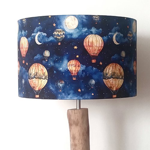 Abat-jour montgolfière – ciel étoilé lune & voyage, déco poétique, chambre enfant ou adulte, idée cadeau