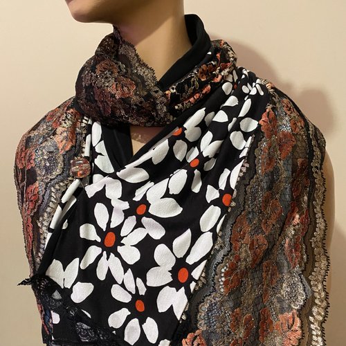 Foulard tissu et dentelle