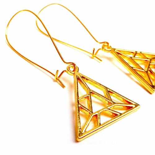 Boucles triangles origami laiton