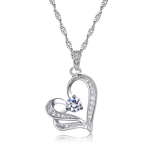 Collier fin pendentif coeurs entrelacés cristal