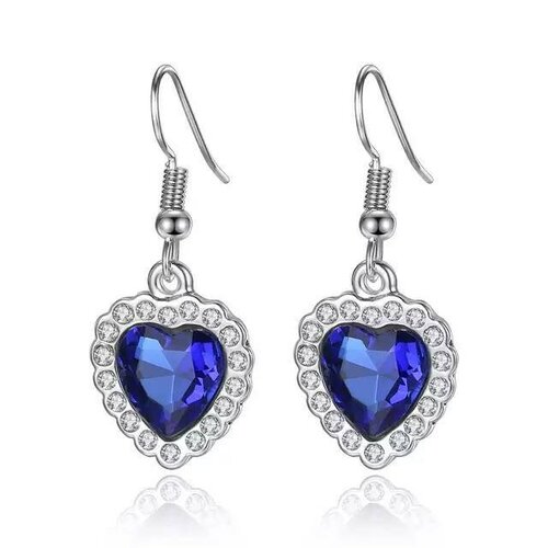 Boucles d'oreilles coeur de l'océan cristal bleu cadeau femme anniversaire noël mariage bride