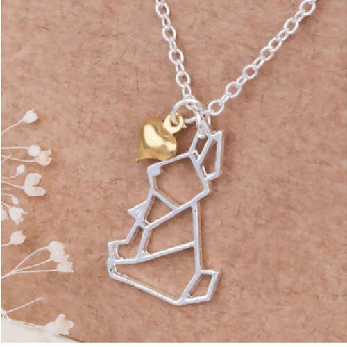 Collier origami lapin coeur