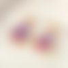 Boucles d'oreilles résine fleurs stabilisées violet rouge