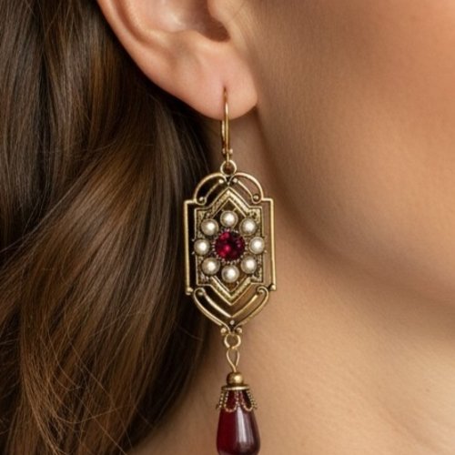 Dormeuses antiques grenat vintage