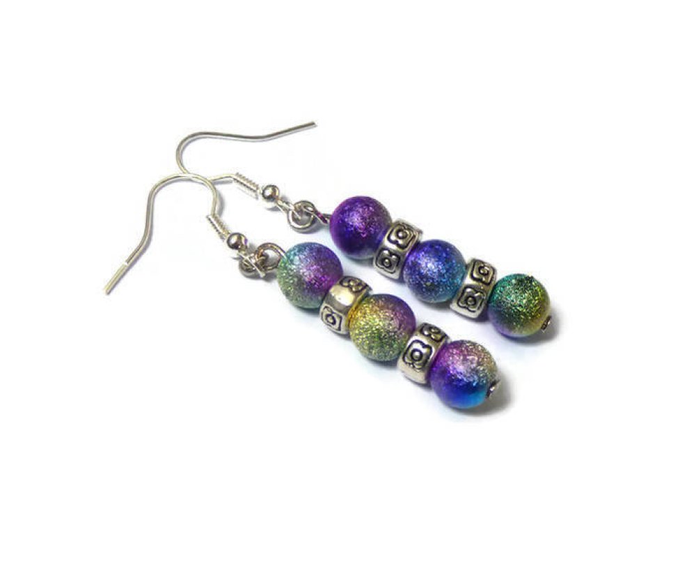 Boucles D Oreille Perles Multicolores Bijoux Fait Main Pour Elle Cadeau D Anniversaire Pour Ma Meilleure Amie Idee Fete Des Meres Un Grand Marche