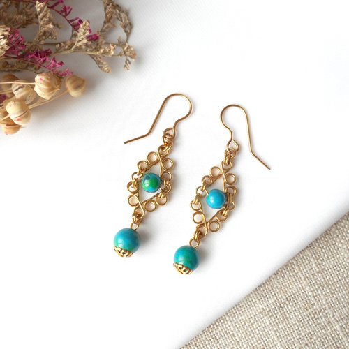 Boucles d'oreilles en chrysocolle.