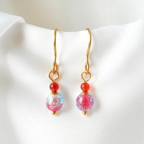 Boucles d'oreilles en verre tchèque dégradé.