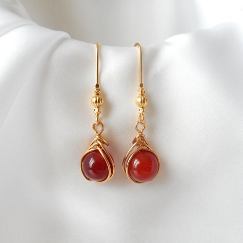 Boucles d'oreilles ornées de sublimes cornaline.