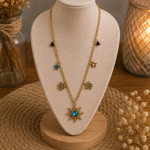 Collier soleil bleu