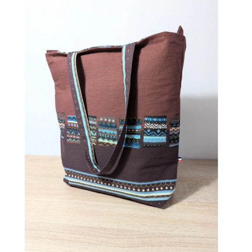 Sac porté épaule, tot bag, pièce unique fabriquée en france, ethnique, zippé