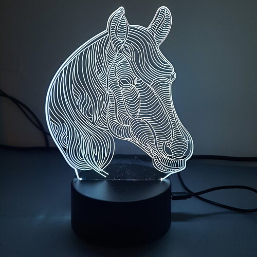Veilleuse lampe 3d en acrylique motif cheval - une idée cadeau originale !
