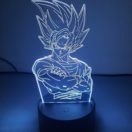 Veilleuse lampe 3d en acrylique inspiré de dragon ball z - sangoku (modèle bras croisés) - idée cadeau originale !