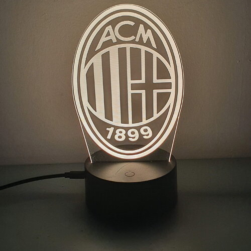 Veilleuse lampe 3d en acrylique inspiré  de l'équipe ac milan - une idée cadeau originale !