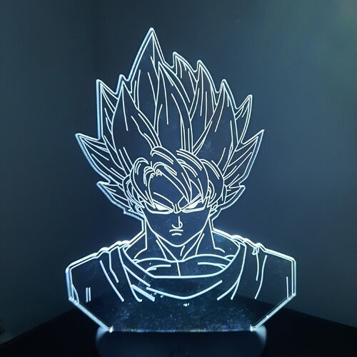 Veilleuse lampe 3d en acrylique inspiré de dragon ball z - sangoku (modèle portrait) - idée cadeau originale !