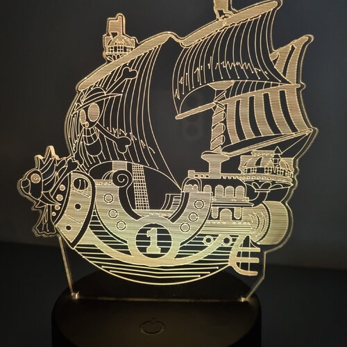 Veilleuse lampe 3d en acrylique inspiré de one piece thousand sunny - une idée cadeau originale !