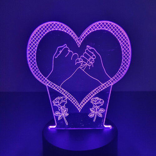 Veilleuse lampe 3d motif coeur - une idée cadeau originale !