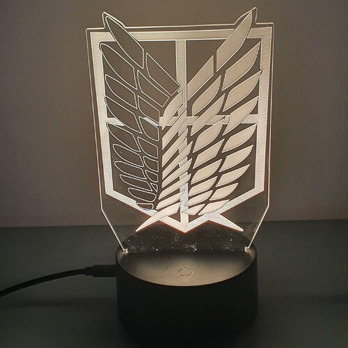 Veilleuse lampe 3d en acrylique inspiré du logo &quot;l'attaque des titans&quot; - une idée cadeau originale !