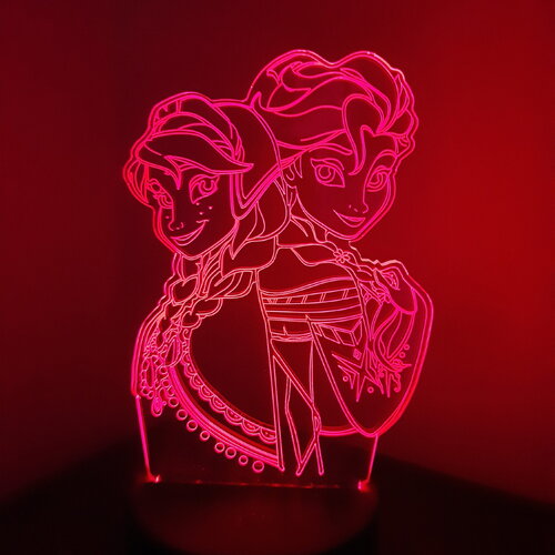 Veilleuse lampe 3d gravée en acrylique inspiré de la reine des neiges - une idée cadeau originale !