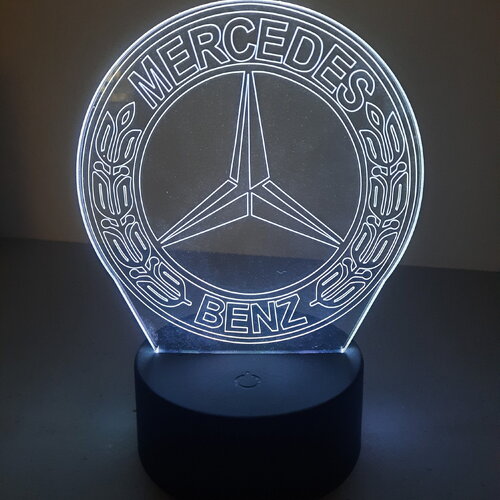 Veilleuse lampe 3d en acrylique inspiré  de mercedes - une idée cadeau originale !