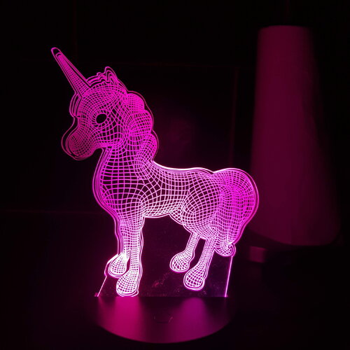 Veilleuse lampe 3d en acrylique inspiré  de licorne (1) - une idée cadeau originale !