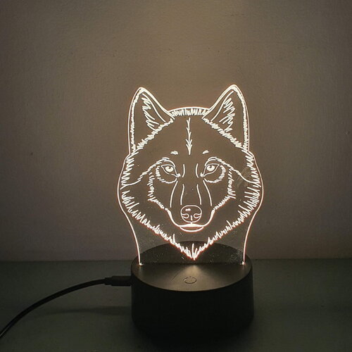 Veilleuse lampe 3d en acrylique inspiré de loup - une idée cadeau originale !