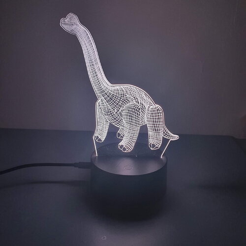 Veilleuse lampe 3d en acrylique inspiré  de dinosaure diplodocus - une idée cadeau originale !
