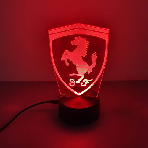 Veilleuse lampe 3d en acrylique inspiré de ferrari - une idée cadeau originale !