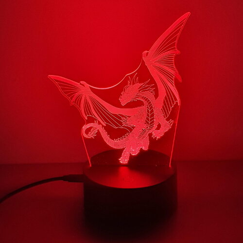 Veilleuse lampe 3d en acrylique inspiré de dragon - une idée cadeau originale !