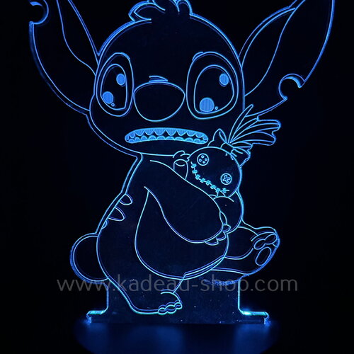 Veilleuse lampe 3d motif stitch (avec doudou) - une idée cadeau originale !