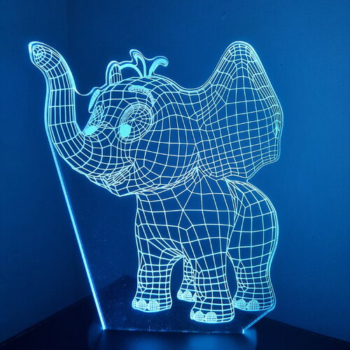 Veilleuse lampe 3d en acrylique inspiré  d'éléphant - une idée cadeau originale !