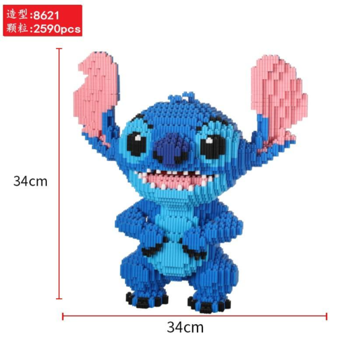 Grande figurine à construire en mini bloc - 20 modèles au choix - modèle stitch oreilles hautes