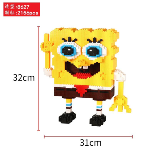 Grande figurine à construire en mini bloc - 20 modèles au choix - modèle bob l'éponge