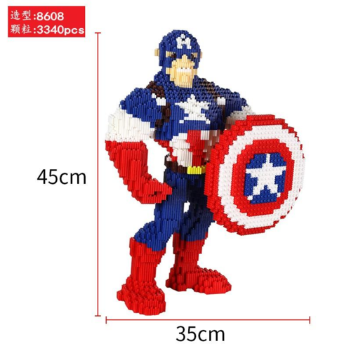 Grande figurine à construire en mini bloc - 20 modèles au choix - modèle captain américa