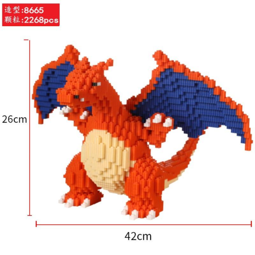 Grande figurine à construire en mini bloc - 20 modèles au choix - modèle dracaufeu - pokemon