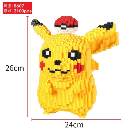 Grande figurine à construire en mini bloc - 20 modèles au choix - modèle pikachu- pokemon