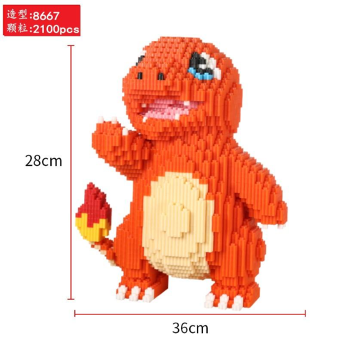 Grande figurine à construire en mini bloc - 20 modèles au choix - modèle salameche - pokemon