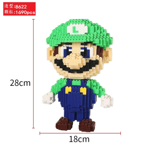 Grande figurine à construire en mini bloc - 20 modèles au choix - modèle luigi