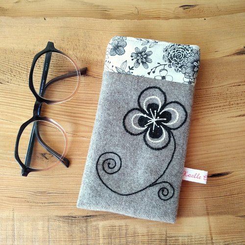 Etui à lunettes en laine "élégante en noir et blanc"
