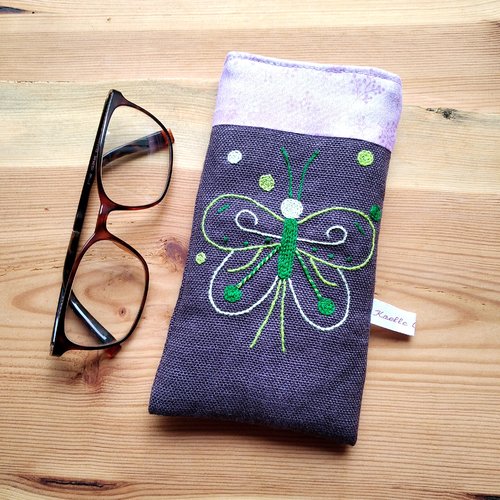 Etui à lunettes en lin "papillon"