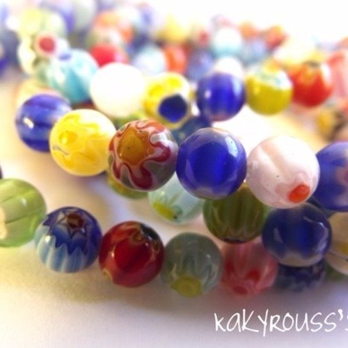 Perle de verre multicolore à fleurs Millefiori pour breloques de style