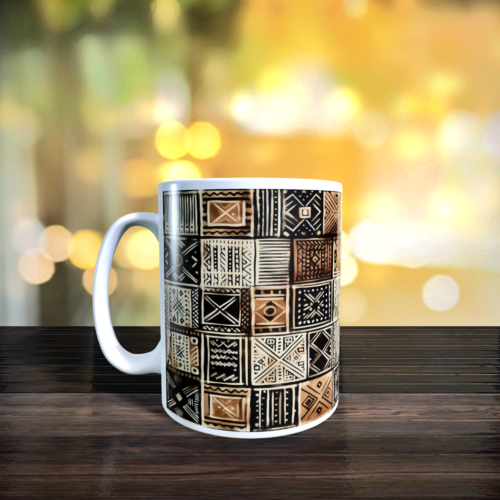 Mug en céramique à motifs bogolan